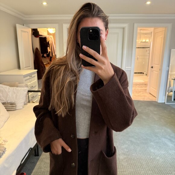 Wilfred Aritzia Lightweight Wool Jacket – Dark Brown, Small - Picture 2 of 7